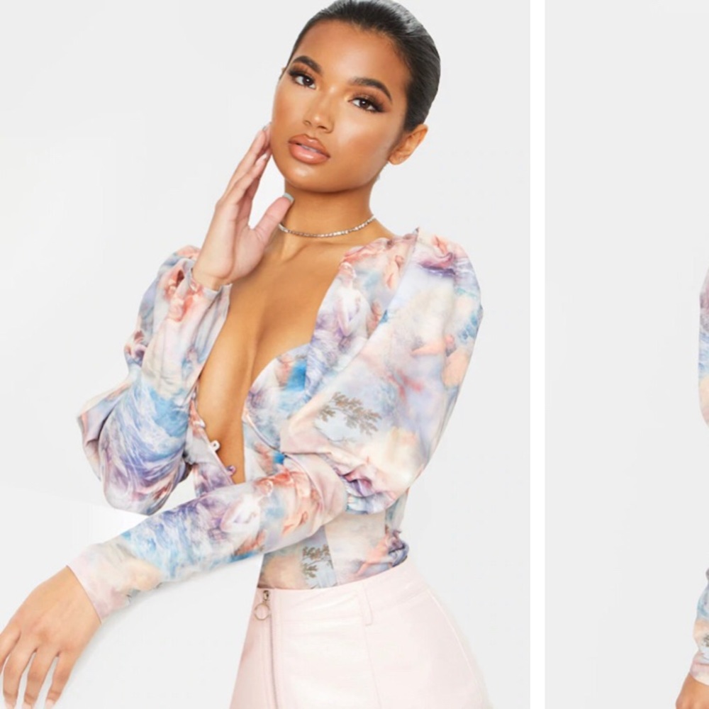 Deep V long sleeve top